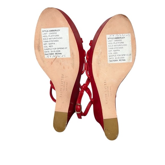 Ralph Lauren Collection Spring 07 Red Strappy Sandals Napa Leather Wedge US 9 - Picture 11 of 14